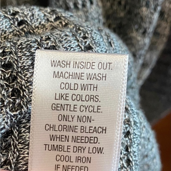 Apt 9 Cardigan Eyelet Sweater Open Front Step Hem Grey Large - Picture 11 of 11